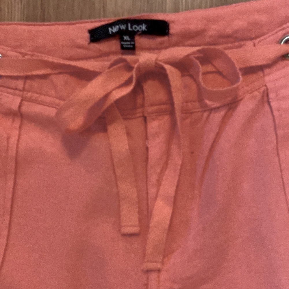 New Look Pink linen wide leg pants. Ladies sz XL, drawstring waist, with pockets